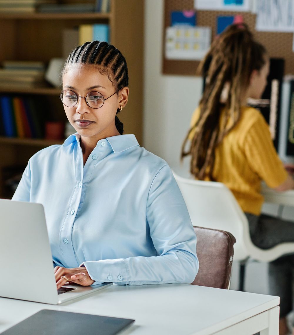 girl working in office